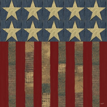 Framed Patriotic Printer Block Flag Print