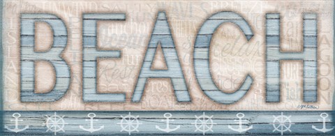 Framed Driftwood Beach Sign I Print