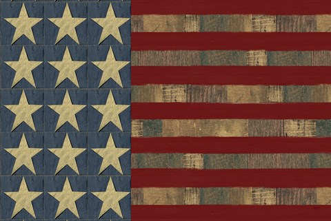 Framed Patriotic Printer Block Flag Print