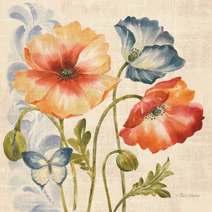 Framed Watercolor Poppies Multi I Print