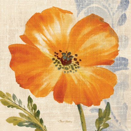 Framed Watercolor Poppies III (Orange) Print