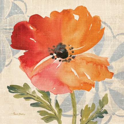 Framed Watercolor Poppies V Print