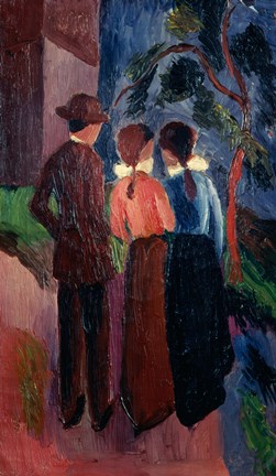 Framed Promenade Of Three People I,  1914 Print