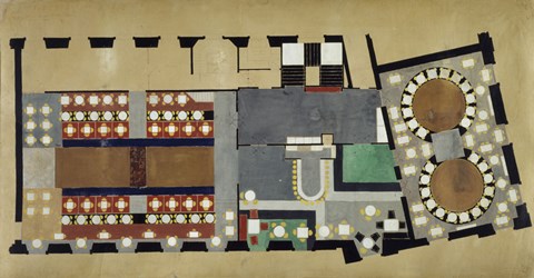 Framed Plan For A Bus Station: Design For The First Floor, 1927 Print