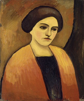 Framed Head Of A Woman In Orange And Brown (Portrait Of The Artist&#39;S Wife),  c.  1911 Print