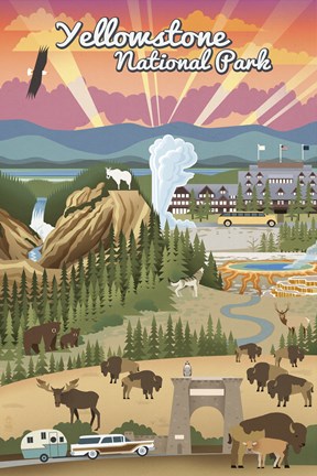 Framed Yellowstone Park Scene Print