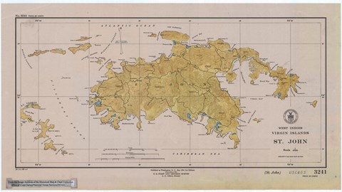 Framed Map of St. John Print