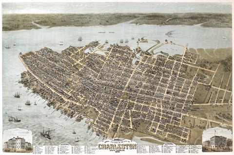 Framed Charleston, South Carolina Map Print