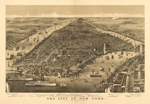 Framed City of New York Map Print