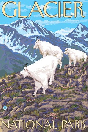 Framed Glacier National Park Mountain Ad Print