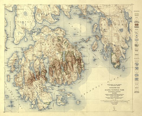 Framed Acadia National Park Map Print