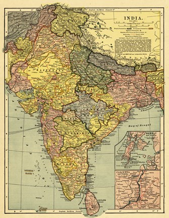 Framed Map of India Print