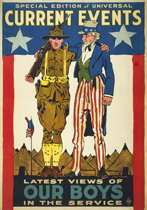 Framed Special Edition of Universal Current Events Latest Views of our Boys in the Service Print