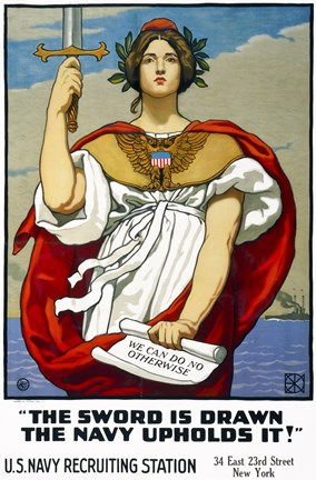 Framed Sword is Drawn, the Navy Upholds It! Print