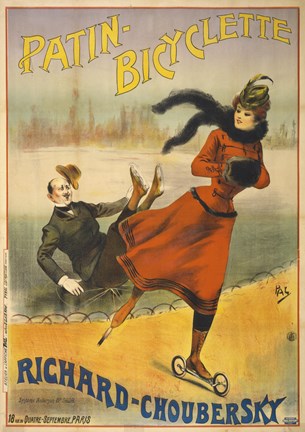 Framed Patin-Bicyclette - Richard-Choubersky Print