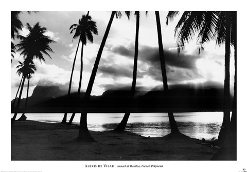 Framed Sunset at Raiatea, French Polynesia Print