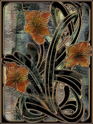 Framed Art Nouveau Parabolas Print