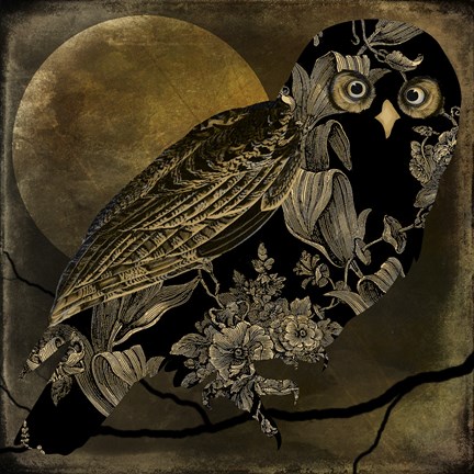 Framed Sepia Moon Owl Print