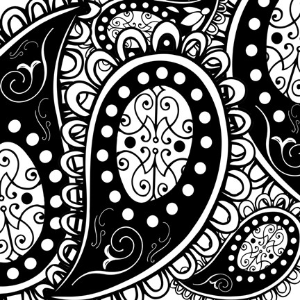 Framed Paisley Party B/W Print