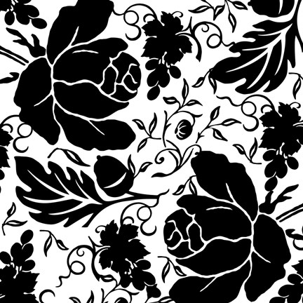 Framed Grapes and Buds Black and White Print