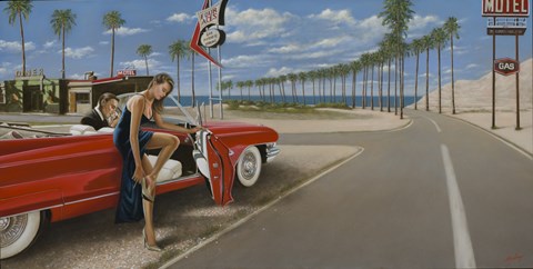 Framed Red Convertible Print