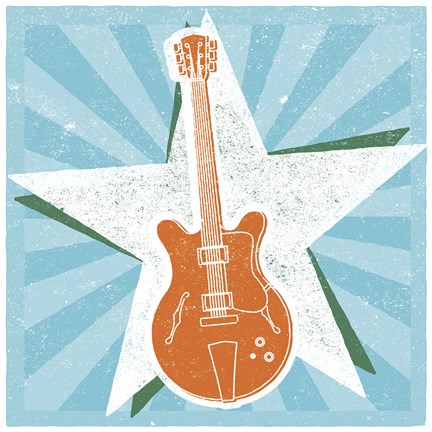 Framed Guitar No. 2 Carnival Style Print