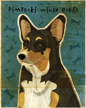 Framed Pembroke Welsh Corgi - Tri-Color Print