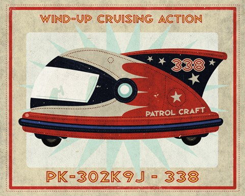 Framed Patrol Craft 338 Box Art Tin Toy Print