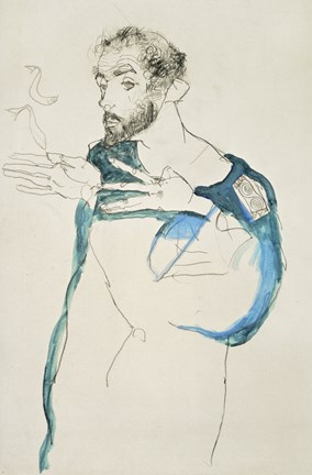 Framed Painter Gustav Klimt In His Blue Painter'S Smock, 1913 Print