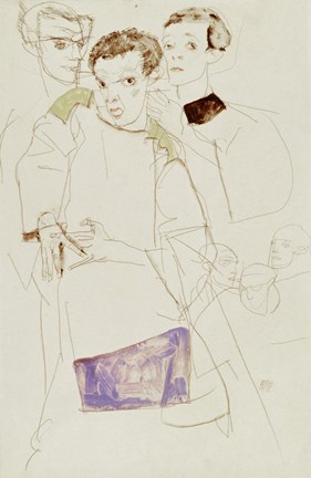 Framed Triple Self Portrait, 1913 Print