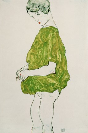 Framed Woman Standing with Hands Clasped, 1914 Print