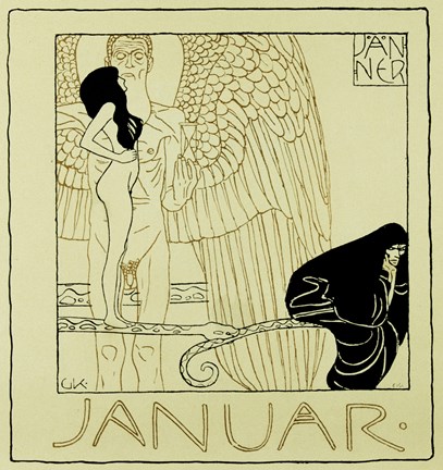 Framed Calendar Page for January 1901 For &quot;&quot;Ver Sacrum&quot;&quot; Print