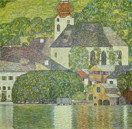 Framed Kirche in Unterach am Attersee - Church in Unterach on Attersee Print