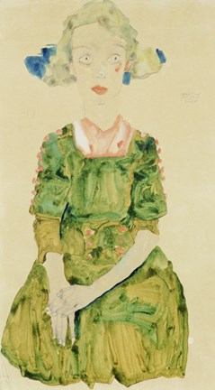 Framed Young Girl With Blue Ribbon, 1911 Print