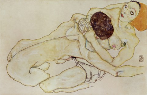 Framed Two Girls (Lovers), 1914 Print
