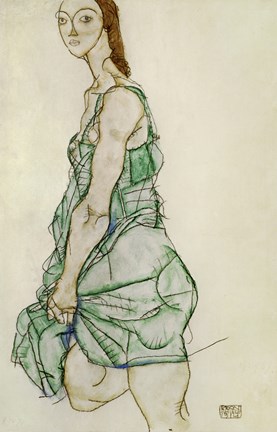 Framed Standing Woman In Green Shirt, 1914 Print