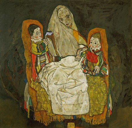 Framed Mother With Two Children, 1915 Print