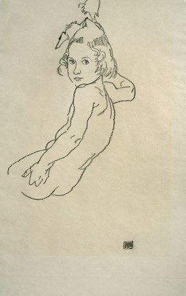 Framed Nude Child, 1917 Print