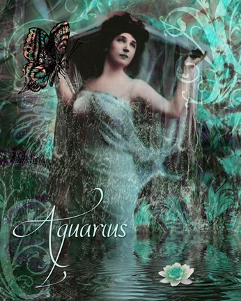 Framed Art Nouveau Zodiac Aquarius Print
