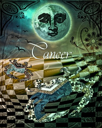 Framed Art Nouveau Zodiac Cancer Print