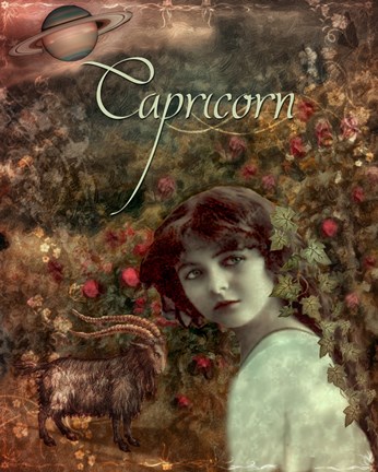 Framed Art Nouveau Zodiac Capricorn Print