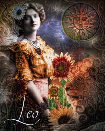 Framed Art Nouveau Zodiac Leo Print