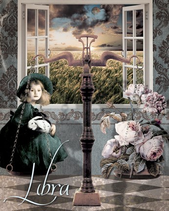 Framed Art Nouveau Zodiac Libra Print