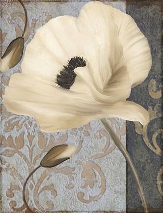 Framed Poppy Brocade II Print