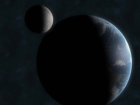 Framed Earth and the Moon Print