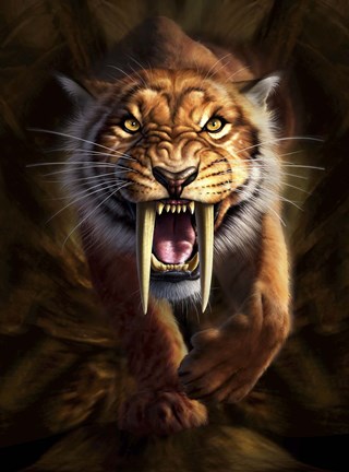 Framed Saber-toothed Tiger Print