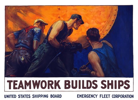 Framed Teamwork Builds Ships Print