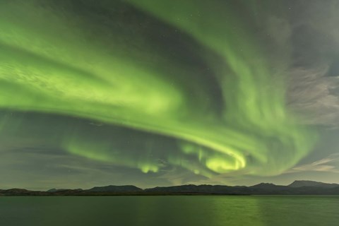 Framed Aurora Borealis over Fish Lake Print