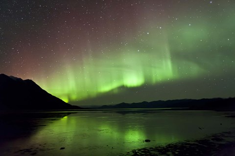 Framed Aurora Borealis over Kluane Lake Print