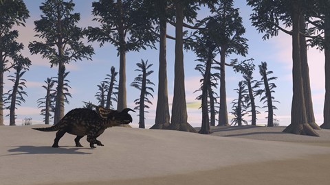 Framed Brown Einiosaurus Roaming Print